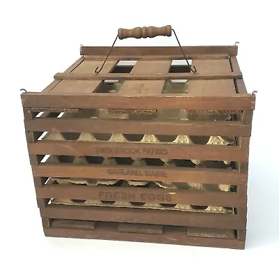 Antique Farmhouse Wooden Egg Crate Carrier Twin Brook Farms Garland Maine • $115