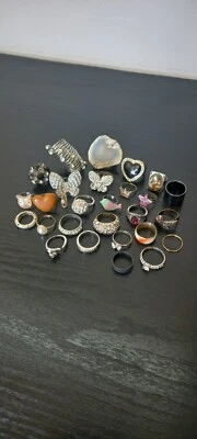 £5.50 • Buy JOB LOT 28 Costume Jewellery Rings Dress Up Party Bag Mixed Bundle Sparkly