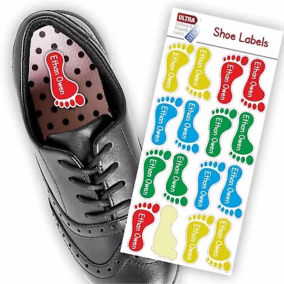 $11.09 • Buy UltraStick Shoe Nametapes/Tag Waterproof Stickers Personalised Foot Shape - MIX