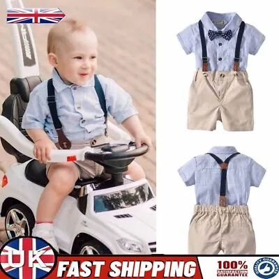 Toddler Kids Boys Gentleman Outfits Suit Casual Shirts Trousers Baby Clothes Set • £11.99