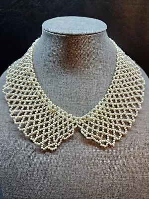 Vintage Creamy White Pearl Collar Bib Statement Necklace • $12.99