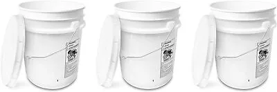 ATERET 5 Gallon White Bucket-Durable 90 Mil All Purpose Pail-Food Grade BPA Free • $70.90