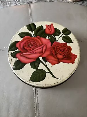 Vintage Rose Flower Mrs. Stevens Candy Tin 10” • $9.99