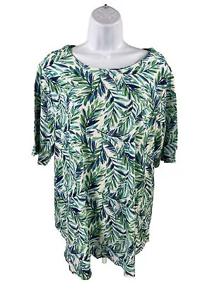 NEW J.Jill Women's Green Leaf Print Short Sleeve T-Shirt - Plus 2X • $28.66