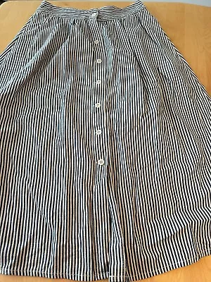 Madewell Stripe Front Button Midi Skirt W/ Pockets Womens Sz 6 • $49.99