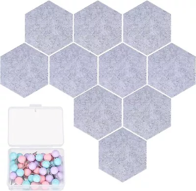 10 Pcs Hexagon Felt Memo Boards Felt Notice Pin Boards Self Adhesive Bulletin • £11.50