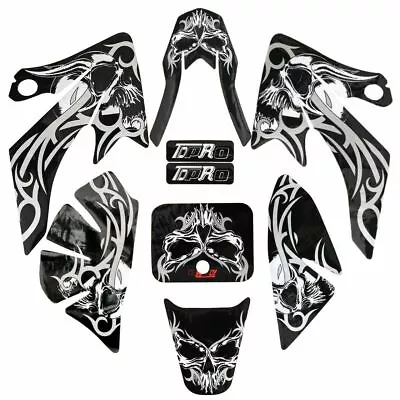 Black Decals Sticker Graphics Kit For Honda CRF50 XR50 Dirt Bike SSR Atomik Baja • $29.18