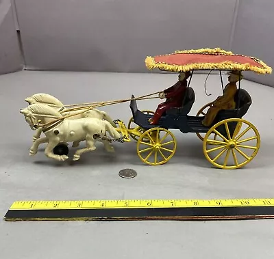 Vintage 1950's Original Paint Cast Iron Horse Drawn Kenton Surrey Carriage-Nice! • $32.99