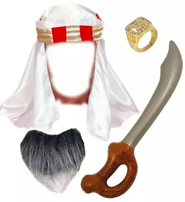 Men's Sheikh Sultan Arabian Nights Book Day Adults Fancy Dress Costume Outfit • £15.95