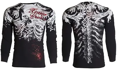 Xtreme Couture Affliction Men's Long Sleeve THERMAL T-shirt PERSIMMON Biker S-3X • $27.95
