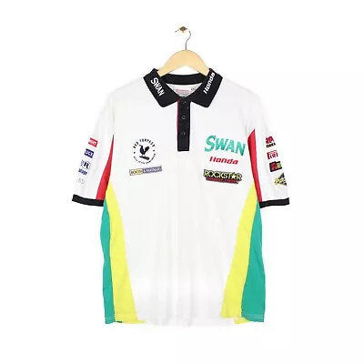 Honda Swan Polo Shirt MotoGP Track Racing Motorcycle Team Logo Top Size XL • £24.99