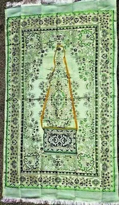 Muslim Travel Mat Islamic Prayer Rug Janamaj Turkish Best Sajda Mat - GREEN • $16.99