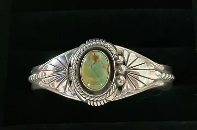 Royston Green Turquoise Sterling Silver Cuff Bracelet Native American Navajo • $175