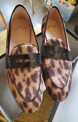 Brand New In Box J. Crew Academy Penny Loafer Leopard Calf Hair Size 6.5 • $50