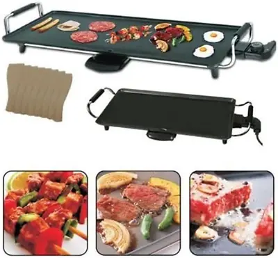 Electric Teppanyaki Table Top Grill Griddle BBQ Barbecue Camping 8 Spatulas • £49.99