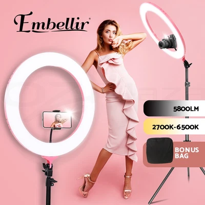 $88.95 • Buy Embellir LED Ring Light With Stand 19  Phone Camera Tripod 5800LM Dimmable Diva