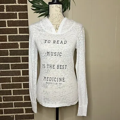 Nashville Tennessee Music City Women’s Hooded Long Sleeve Shirt White Size Small • $9.99