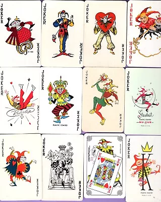 12 Single Swap Playing Cards JOKERS ALL JESTERS FIGURES SOME VINTAGE • $3.99