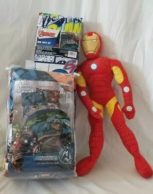 5 Pc Marvel Avengers Assemble Twin Comforter Sheet And Plush Pillow Set NIP • $112.50