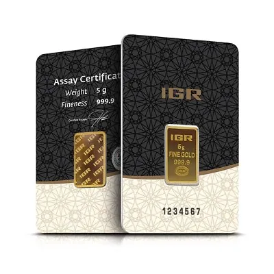 5 Gram Istanbul Gold Refinery (IGR) Bar .9999 Fine (In Assay) • $401.62