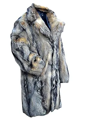 Man Real Coyote Fur Long Coat All Sizes Custom Sizes • $1799