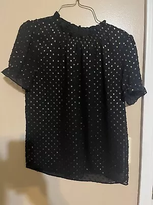 J. Crew Women’s Blouse XXS Short Sleeve Black And Gold • $8