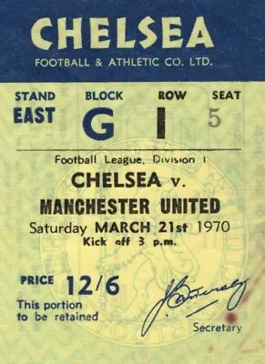 £12.99 • Buy Ticket Chelsea V Manchester United 1969/70 - Chelsea's 1st FA Cup Winning Season