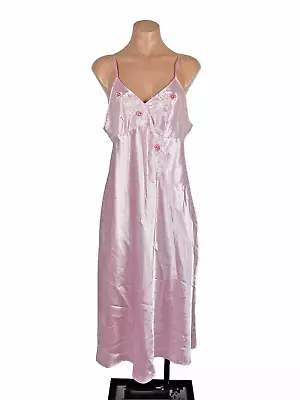 Vtg Second Skin Oily Sissy Satin Babydoll Nightgown Dress Gown Embroidered L • $45