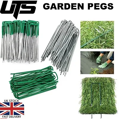 Metal Ground Garden Weed Barrier Membrane Pins Fabric Hooks Pegs Staples U Pins • £0.99