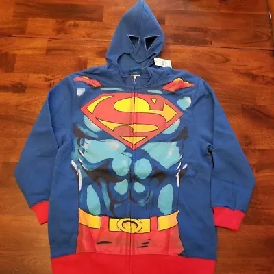 Dc Character Mask Hoodie Superman Kids L 10/12 Xl 14/16 Nwt Halloween • $12.99