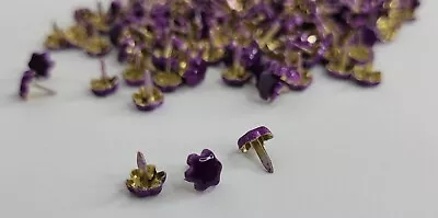 Purple Flower (250) Decorative Brads Split Pins Paper Fasteners • £6