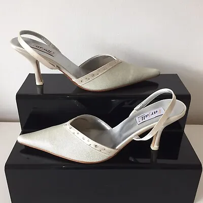 Farfalla London Ivory Beaded  Heels Shoes Size UK 5 (38) WEDDINGS CRUISES New • £14.99