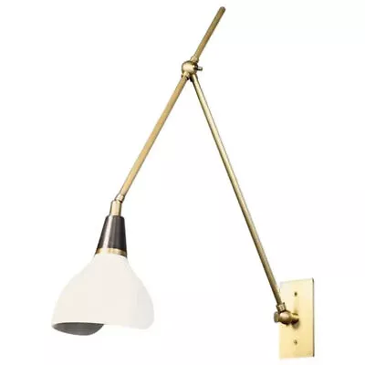 Torno Adjustable Wall Lamp In Black White And Brass Circa 1950s Handmade By H D • $608.83