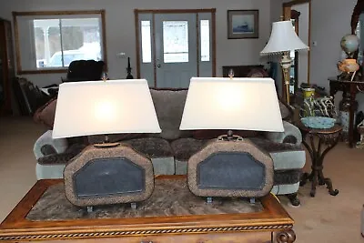 Unique Matching Set Of 2 Vintage Suitcase Table Lamps 3 Way • $289.99