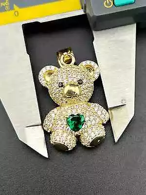 14k Yellow Gold 5.5G Beltran Jewelry Bear Pendant With Cubic Zirconia Heart Gem • $345