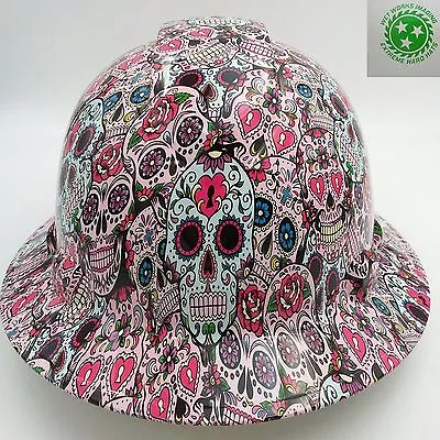 $49.99 • Buy Hard Hat FULL BRIM Custom Hydro Dipped , OSHA Approved SUGAR SKULLS NEW 