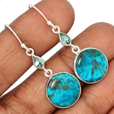 Natural Quantum Quattro - USA & Blue Topaz 925 Silver Earrings Jewelry CE26772 • $11.99