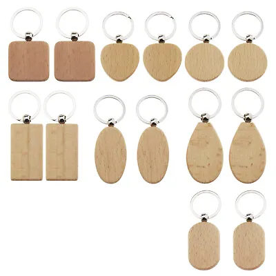 £10.64 • Buy 14pcs Blank Wooden Keyrings Beech Key Rings For DIY Crafts Decorations Gifts