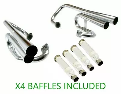 Empi 18-1047 Stainless Steel Mega Dual Exhaust & X4 Baffles VW Dune Buggy Engine • $473.95