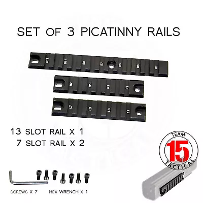 G36 3pc Picatinny Rail Set 1 X 6  And 2 X 3 7/8  Aluminum Black US SELLER • $11.99