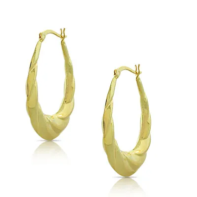 925 Sterling Silver Yellow Gold-Tone Oval Hoop Earrings 1.40  • $19.99