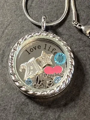 March 21st Birthday Gift Daughter Memory Locket Necklace Charms + Birthstone • £8.95