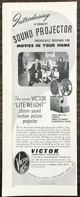 1947 Victor Lite-Weight 16mm Sound Motion Picture Projector Print Ad Home Movies • $8.85