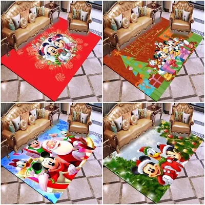 Mickey Minnie Merry Christmas Floor Rug Carpet Bedroom Doormat Room Chair Mat UK • £6.55