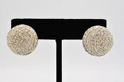 Les Bernard Vintage Earrings Rhinestone Crystal Round Pierced Signed 1980s BinAI • $27.96