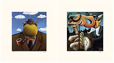 Markus Pierson  Art History Coyote Portraits Of Magritte And Dali  2 Serigraphs • $795