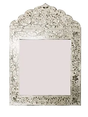 Floral Pattern Mop Inlay Mirror handmade Bone Inlay Mirror BEIGE Mirror • $299