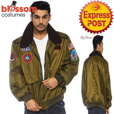 CA1602 Leg Avenue Mens Top Gun Bomber Jacket 80s Costume Military Pilot 1980s • $131.55