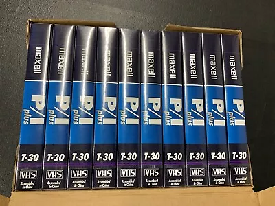 Lot Of 10 VHS Tapes MAXELL P/I Plus T-30 Video Cassette Blank Tapes NIB 1.5 Hour • $21.95