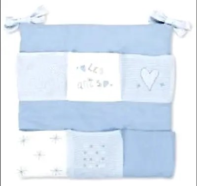 Pirulos Crib Mural Blue With Pockets - Fabric Applique  Les Amis  For Baby Cot  • £14.99
